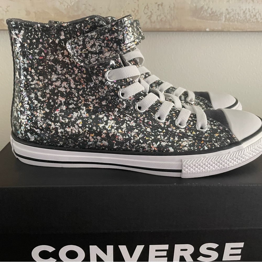 Converse Kids Glitter High-Top Sneakers - Black and White